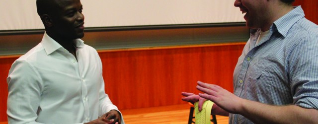 An Oswego State alumni spoke with students April 18 on his experiences as a black male broadcaster. Kendis Gibson, who graduated from Oswego State in 1994, was the keynote speaker...